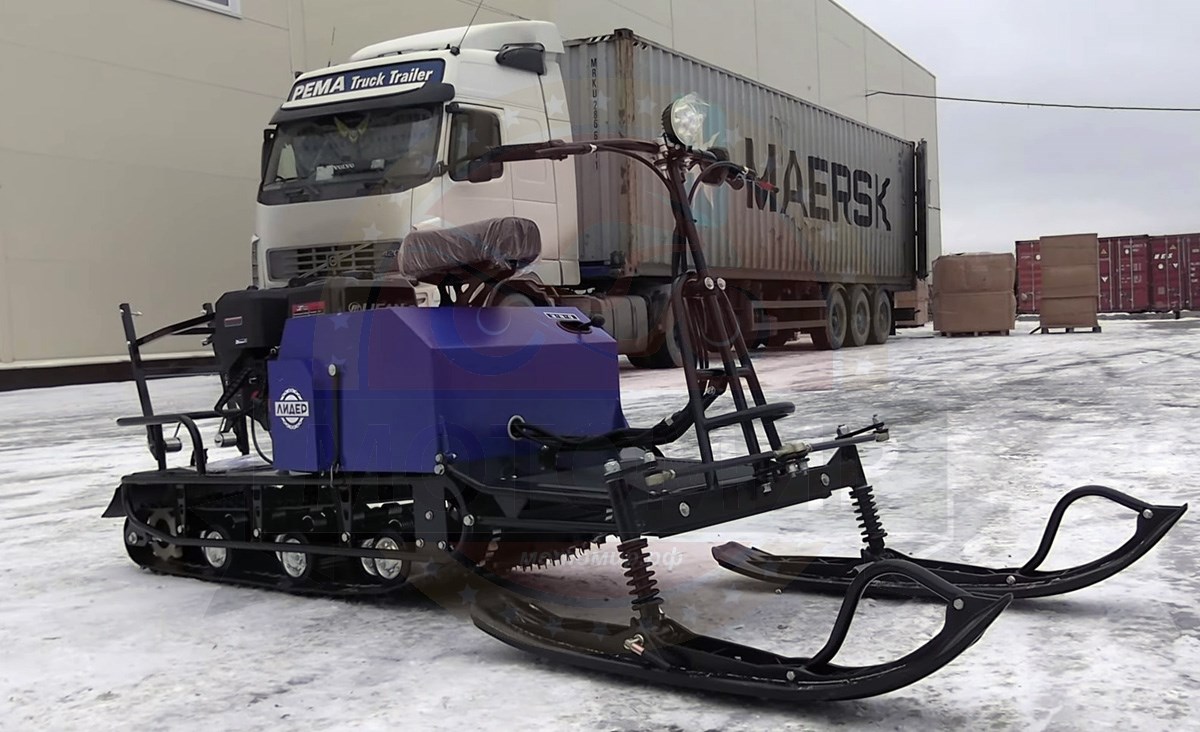 Мотобуксировщик с лыжным модулем 16 л.с., С РЕВЕРСОМ ЛИДЕР-3-3Т-16АП (3 тел.), АДАПТИВНАЯ ПОДВЕСКА