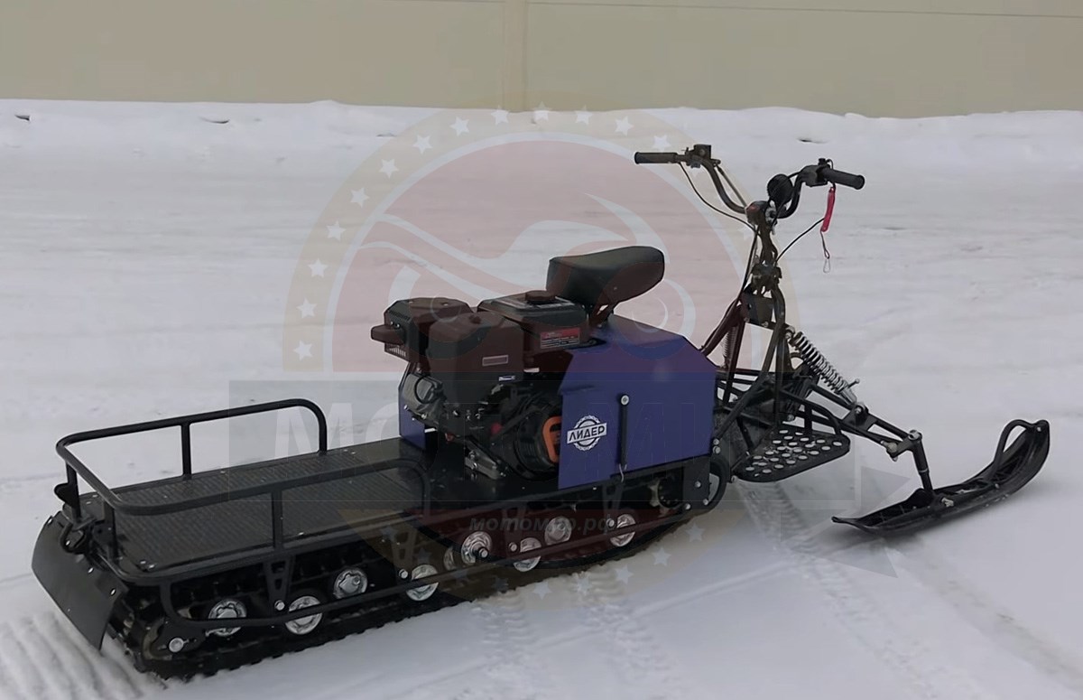 Мотобуксировщик с лыжным модулем 20 л.с, С РЕВЕРСОМ ЛИДЕР-3H-4Т-20АП, LONG ГИДРАВЛ., РЫЧАЖ, ПОДОГРЕВ