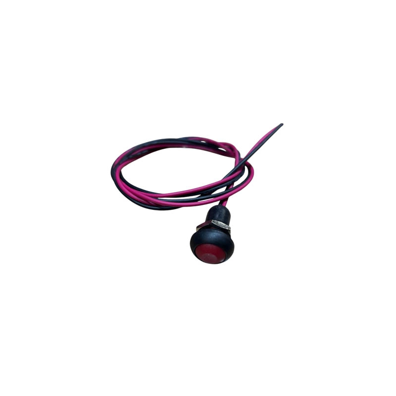 Переключатель кнопочный off-(on), без фиксации, с проводами, красный