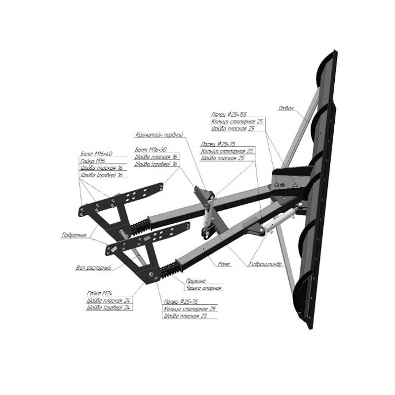 Отвал коммунальный МТЗ с гидроповоротом ОК 2,5-01 ГП (для МТЗ 82/80/892)