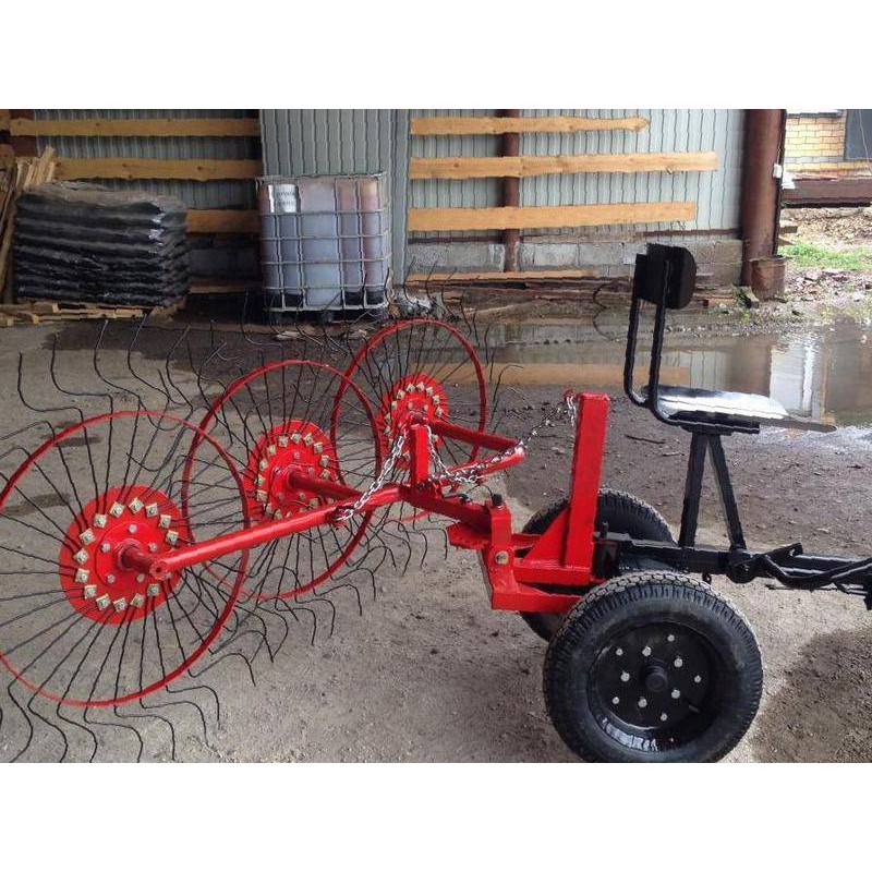 Сеноворошилка ВМ-4 4-х колесная на минитрактора (толщина спицы- 4 мм)